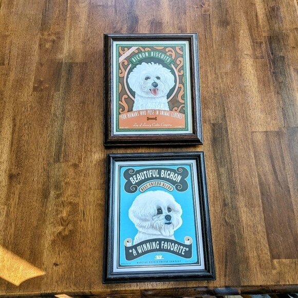 Bichon Frise Framed Retro Pets By Krista Brooks Art - Picture 7 of 8